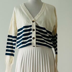 Bobi black S Striped Cream and Navy Cardigan